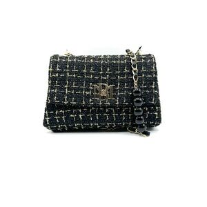 Badgley Mischka Elegant Black Tweed Bag